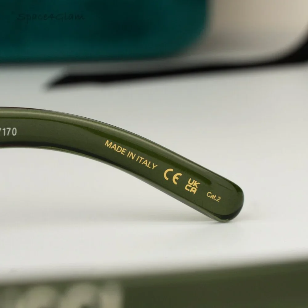 BRAND NEW Gucci GG1722SA 005 Transparent Dark Green Grey Unisex Oval Sunglasses